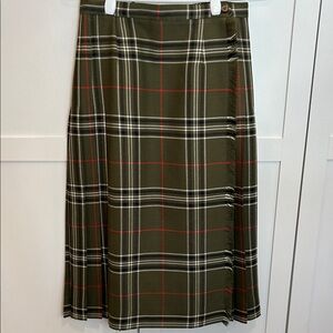 Vintage 100% Wool Plaid Kilt in Green, White and Red. Made in Canada. Read info